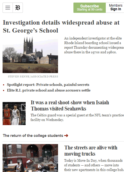 Boston Globe Mobile Design