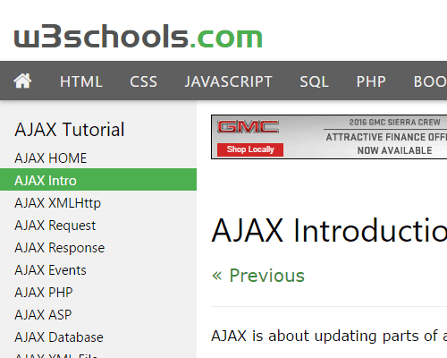 W3C Ajax Tutorials