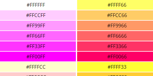 Web Color Chart Codes